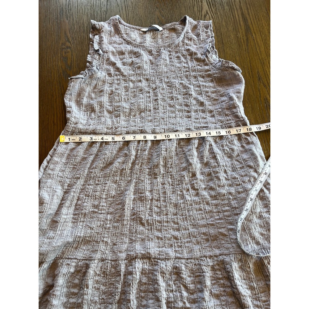 Sonoma Tiered Dress Rayon Blend Textured Ruffle Shoulder Boho Lavender Blue M - Picture 8 of 8
